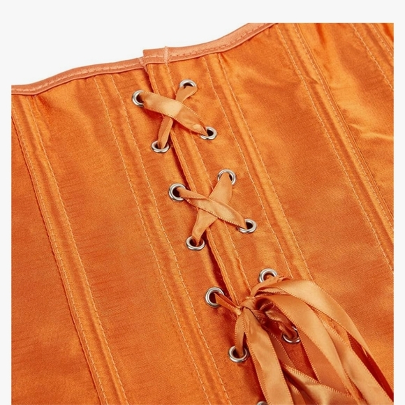 Satin Orange Corset Top. Size 7-8 XL. - Picture 4 of 6